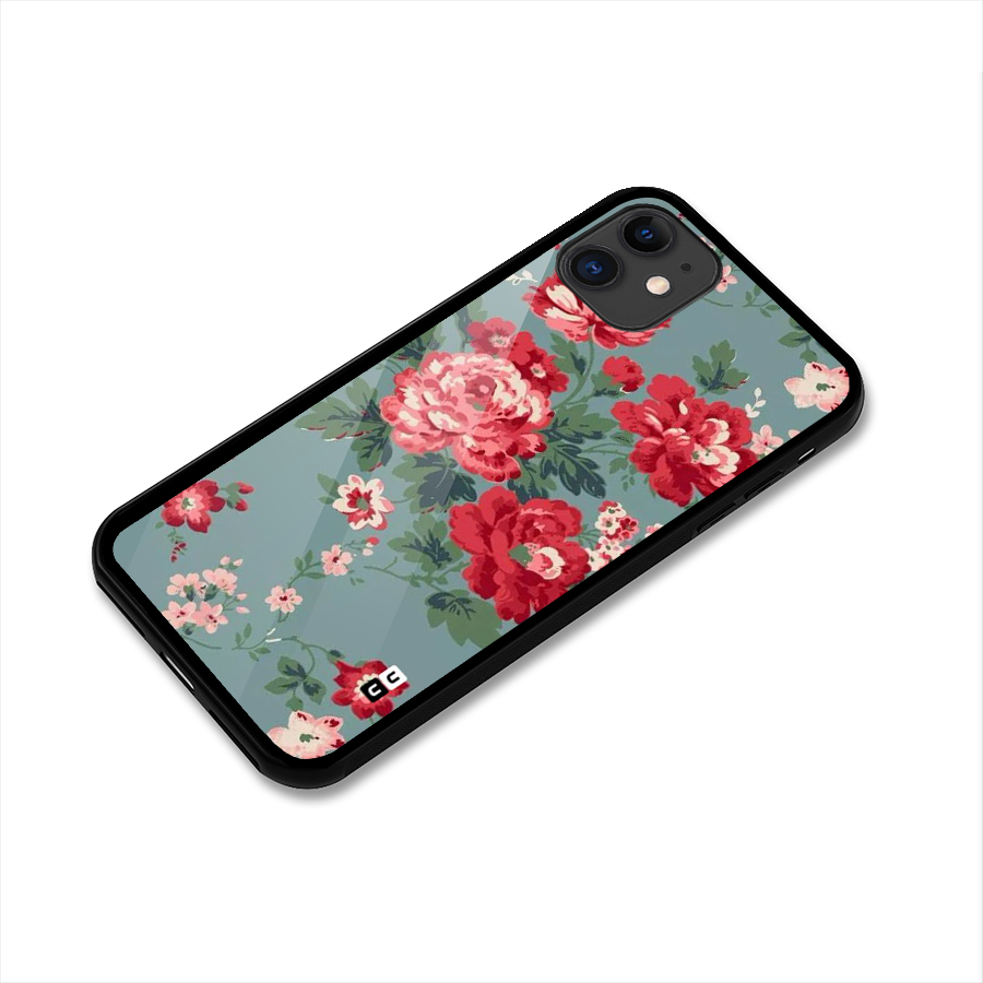 Aesthetic Floral Red Glass Back Case for iPhone 11