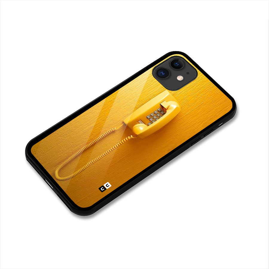 Aesthetic Yellow Telephone Glass Back Case for iPhone 11