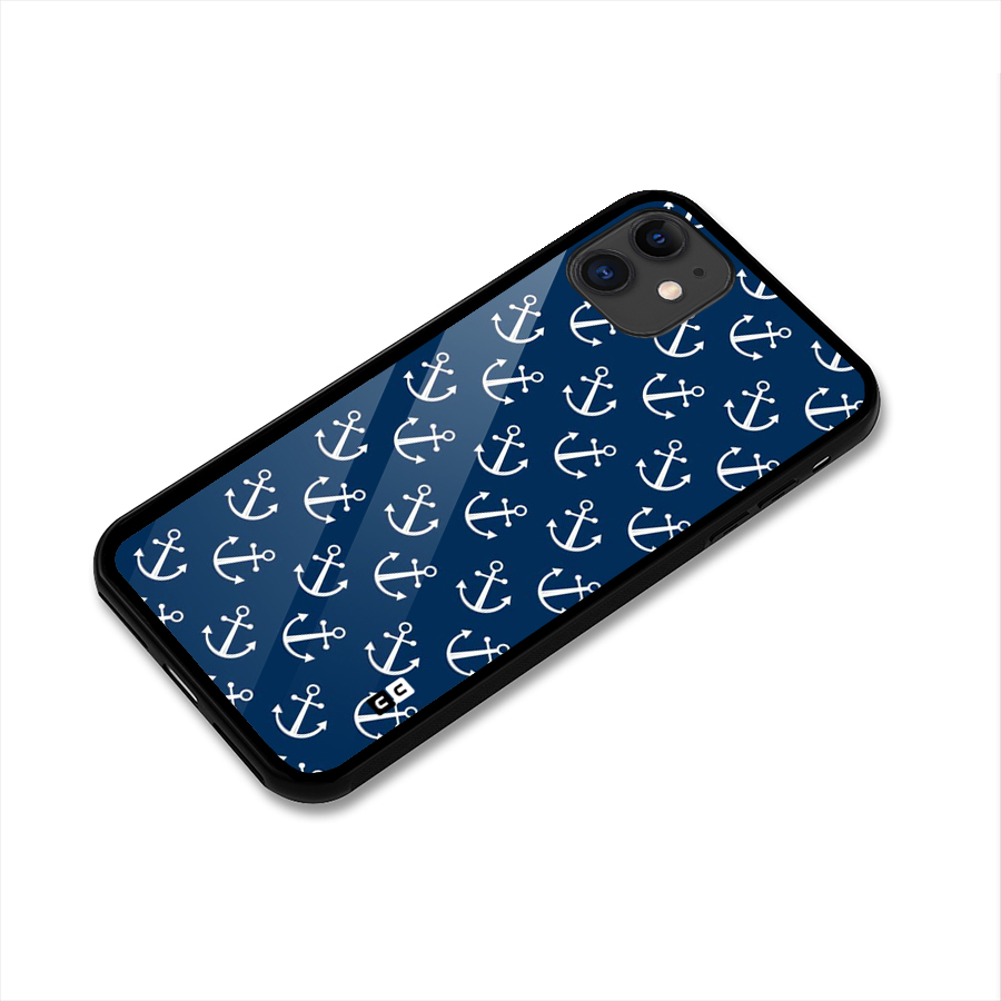 Anchor Zig Pattern Glass Back Case for iPhone 11