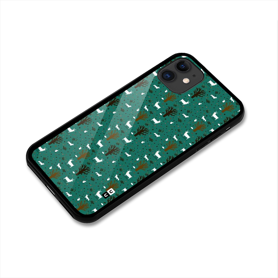 Animal Grass Pattern Glass Back Case for iPhone 11
