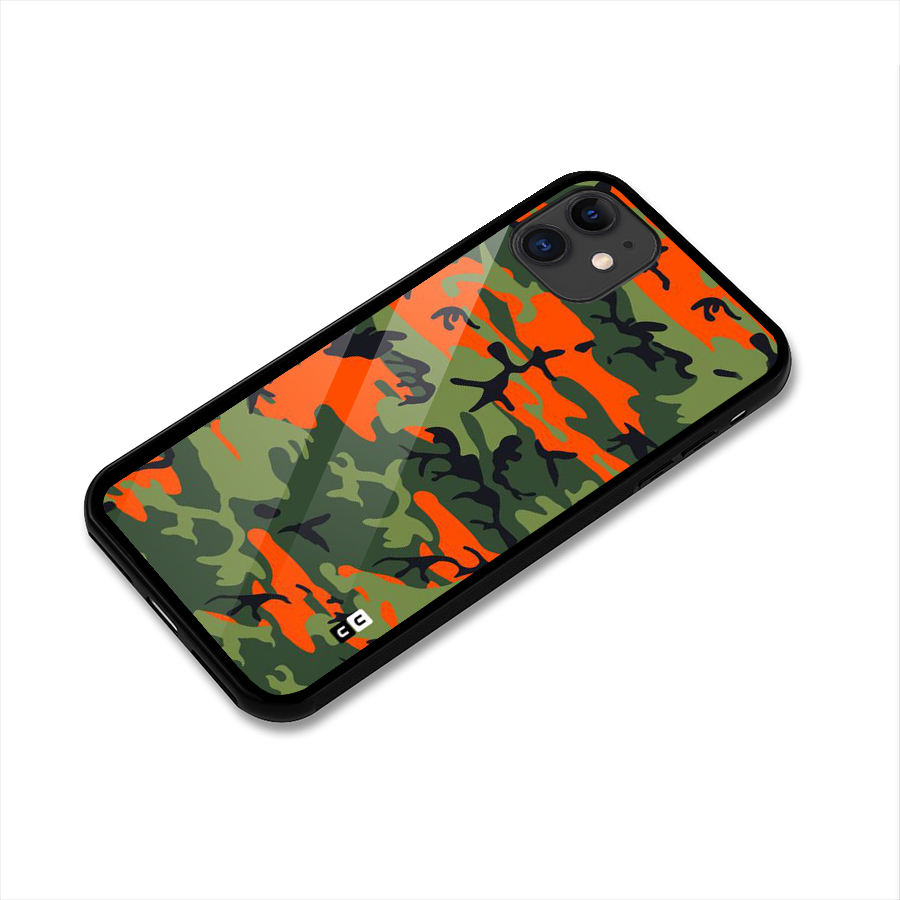 Army Pattern Glass Back Case for iPhone 11