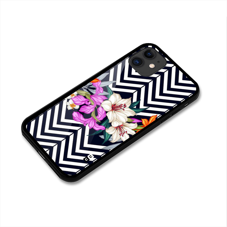 Artsy ZigZag Floral Glass Back Case for iPhone 11