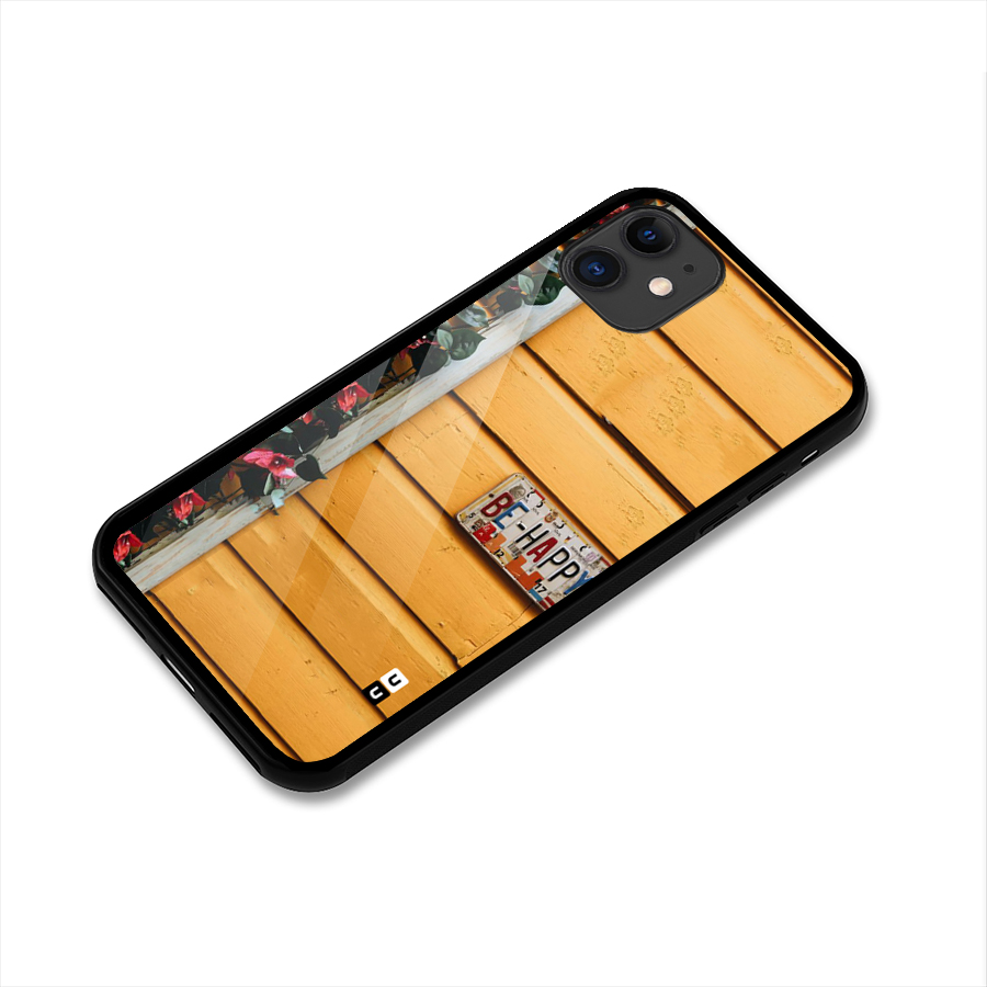 Be Happy Yellow Wall Glass Back Case for iPhone 11