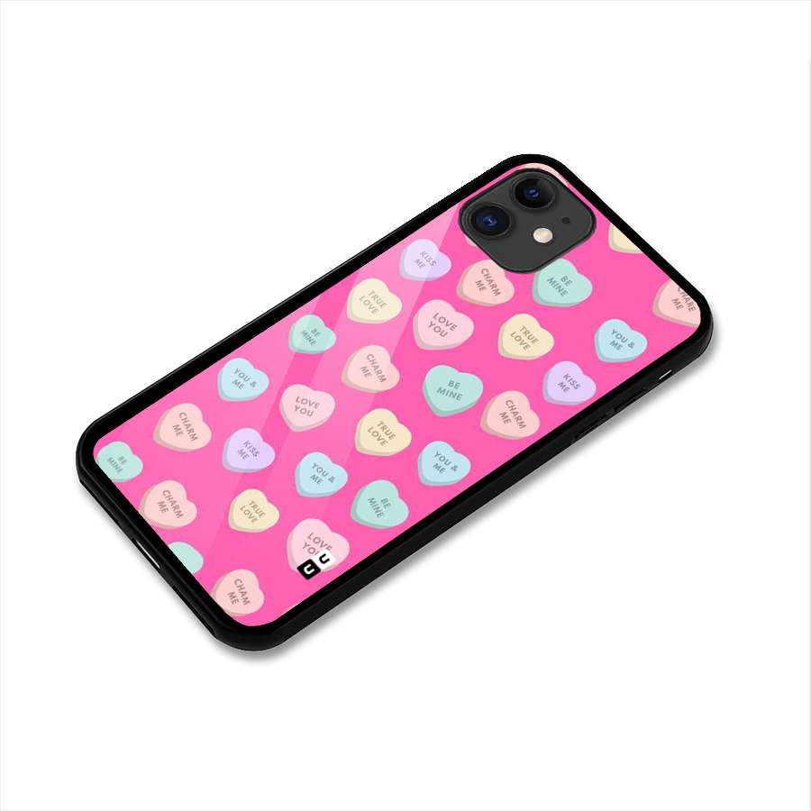 Be Mine Hearts Pattern Glass Back Case for iPhone 11