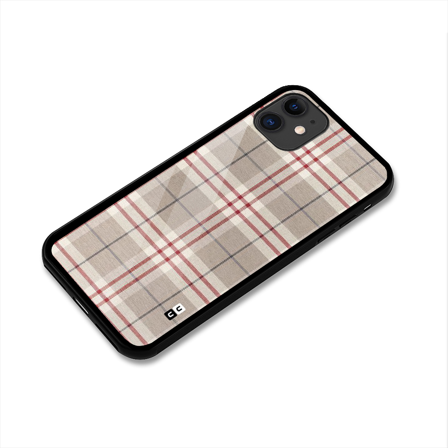 Beige Red Check Glass Back Case for iPhone 11