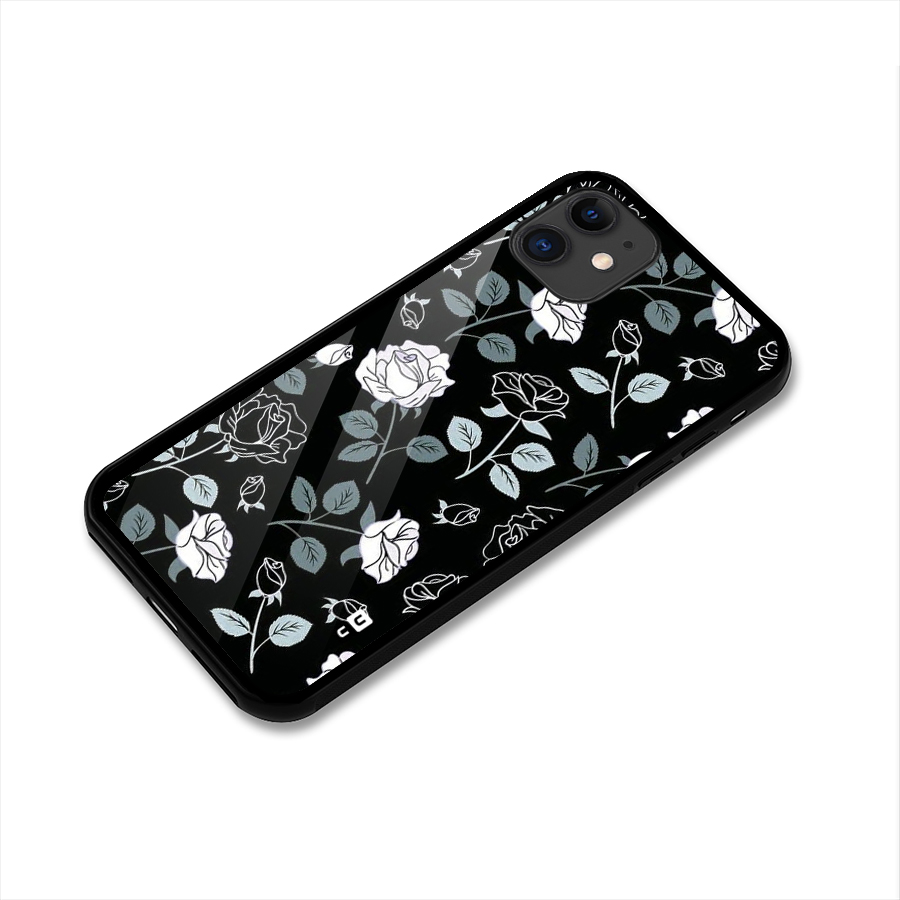 Black Artsy Bloom Glass Back Case for iPhone 11