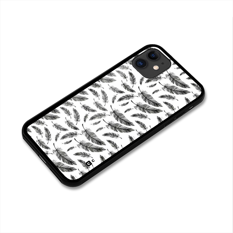 Black Feather Glass Back Case for iPhone 11