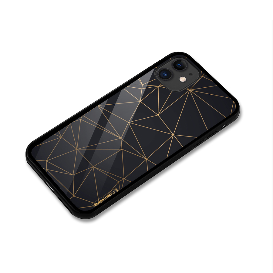 Black Golden Lines Glass Back Case for iPhone 11