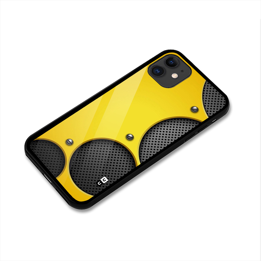 Black Net Yellow Glass Back Case for iPhone 11