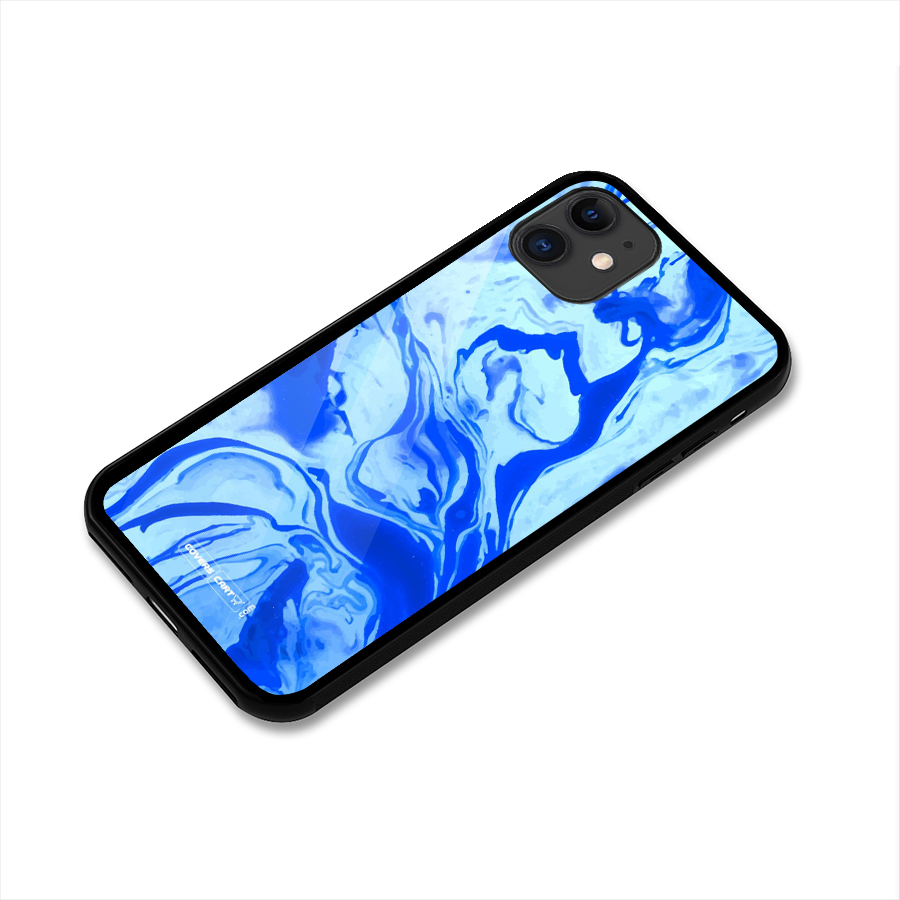 Blaze Blue Marble Texture Glass Back Case for iPhone 11