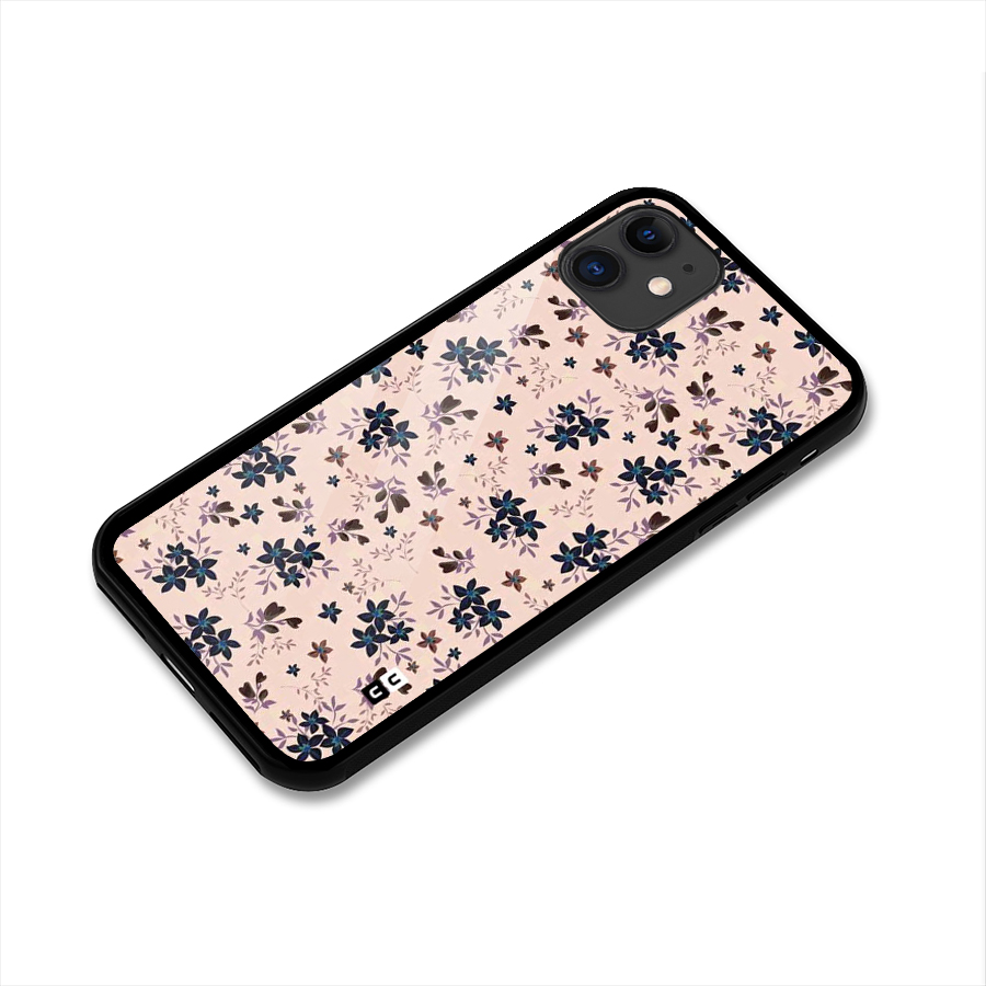Blue Peach Floral Glass Back Case for iPhone 11