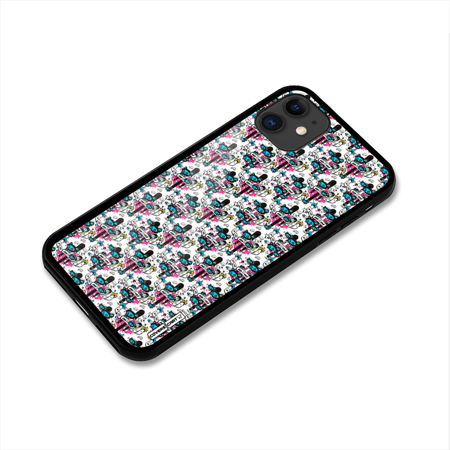 Blue Pink Pattern Glass Back Case for iPhone 11