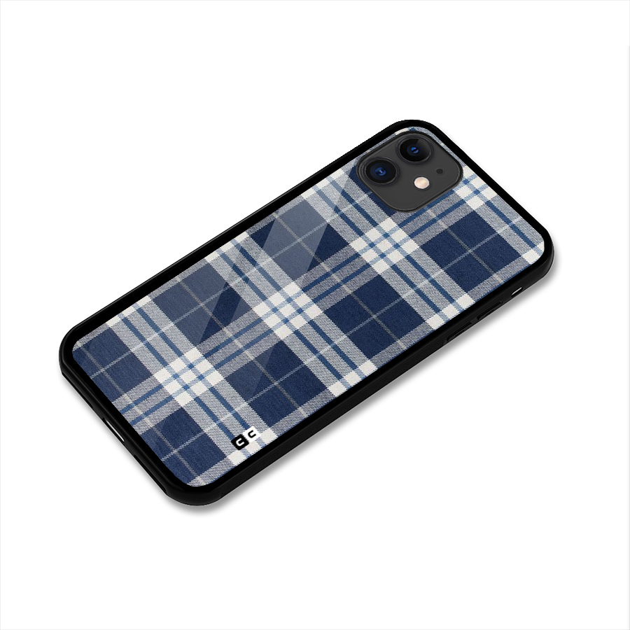 Blue White Check Glass Back Case for iPhone 11