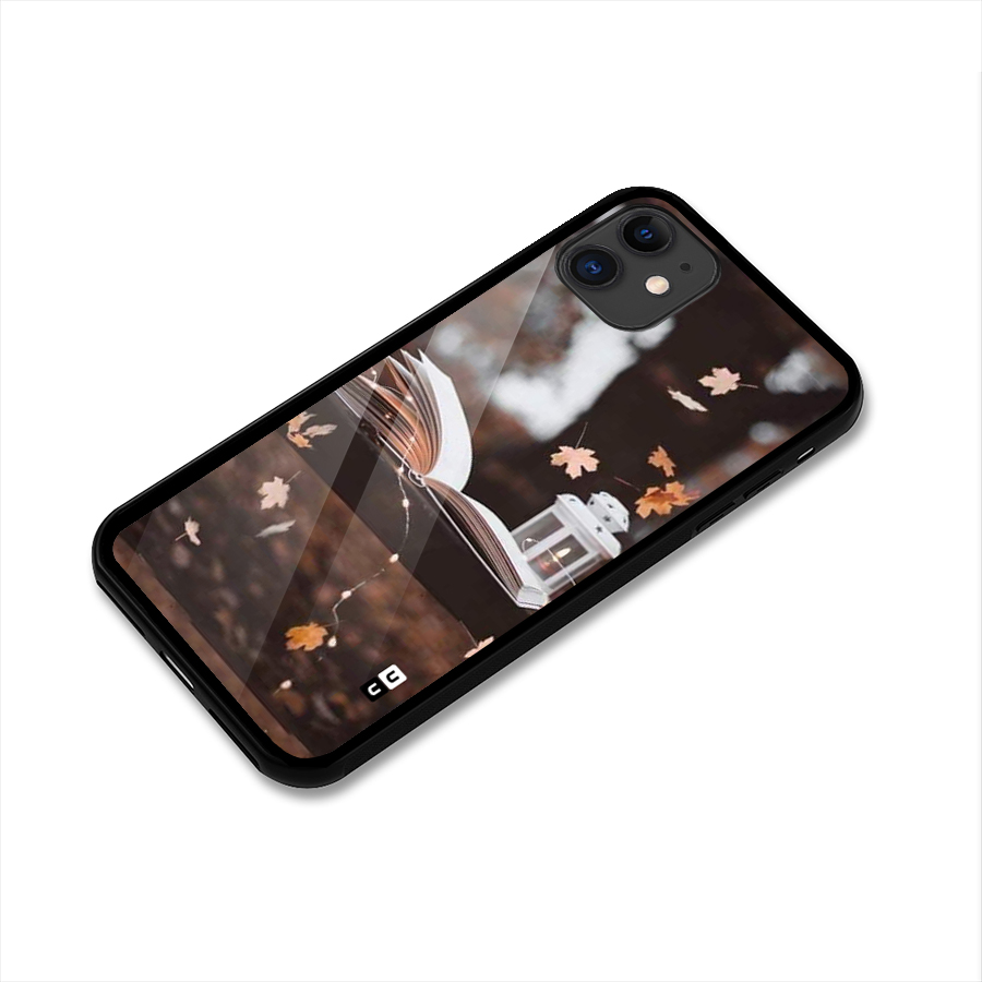 Book and Fall Leaves Glass Back Case for iPhone 11