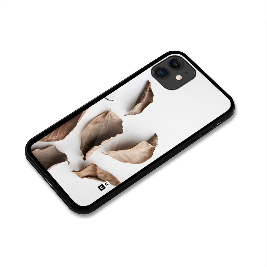 Brown Dusty Leaves Glass Back Case for iPhone 11
