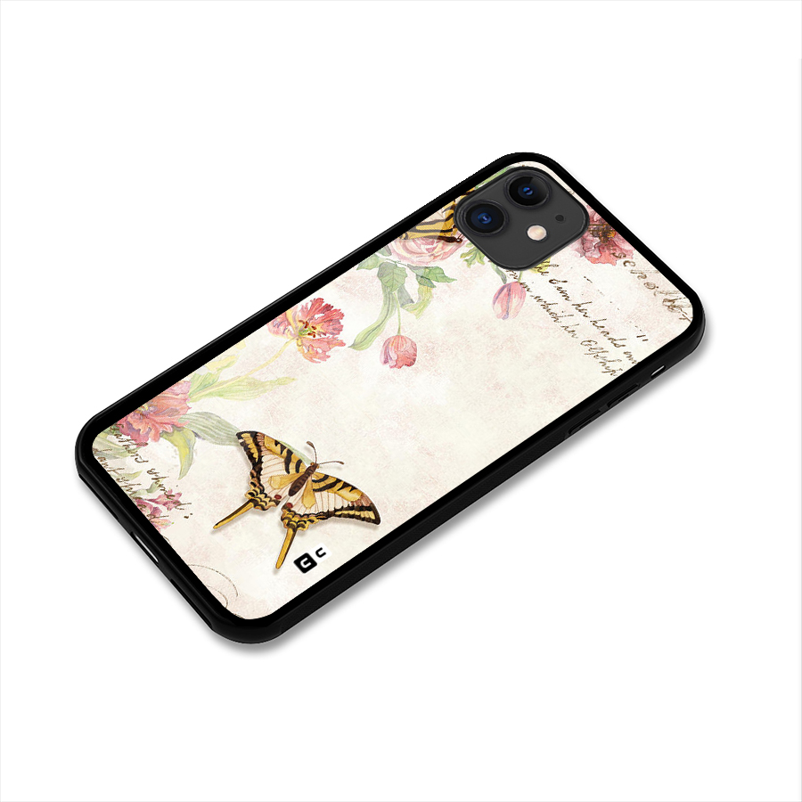 Butterfly Floral Glass Back Case for iPhone 11