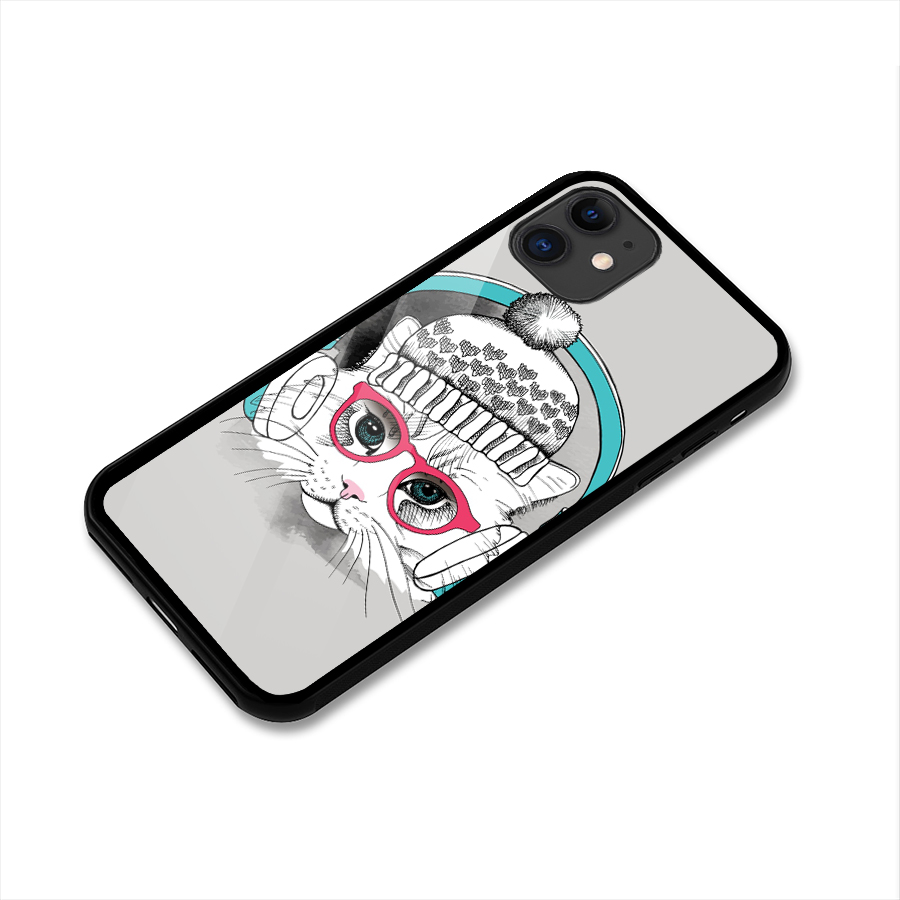 Cat Headphones Glass Back Case for iPhone 11