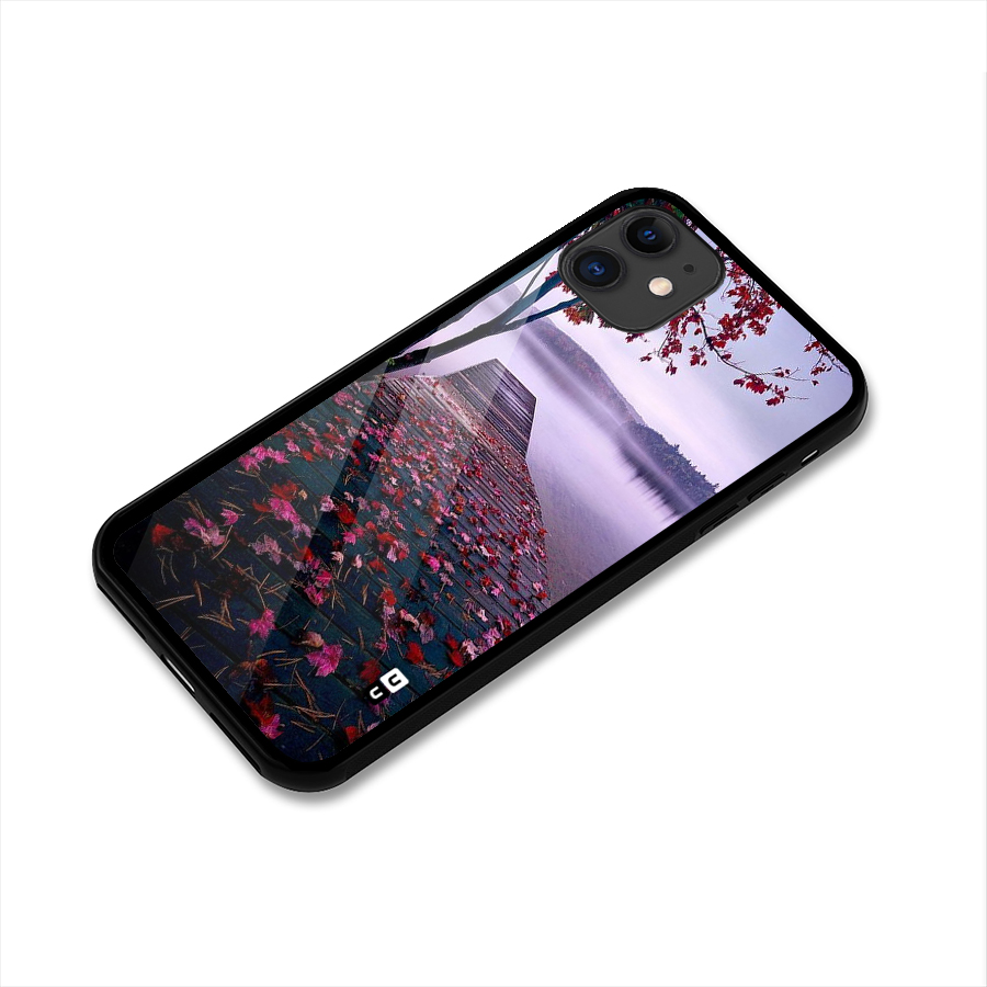 Cherry Blossom Dock Glass Back Case for iPhone 11