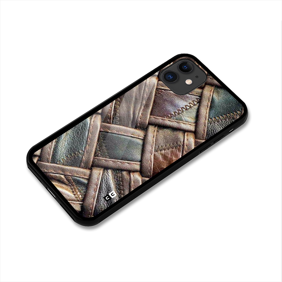 Classic Leather Belt Design Glass Back Case for iPhone 11