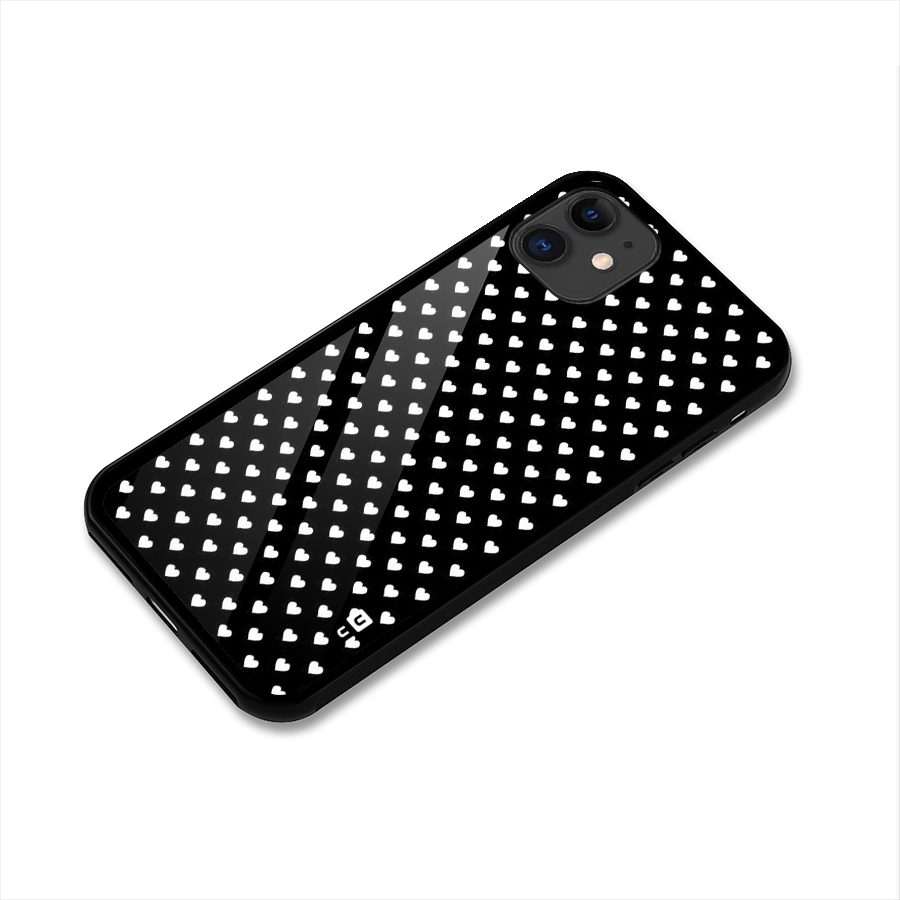 Classy Hearty Polka Glass Back Case for iPhone 11
