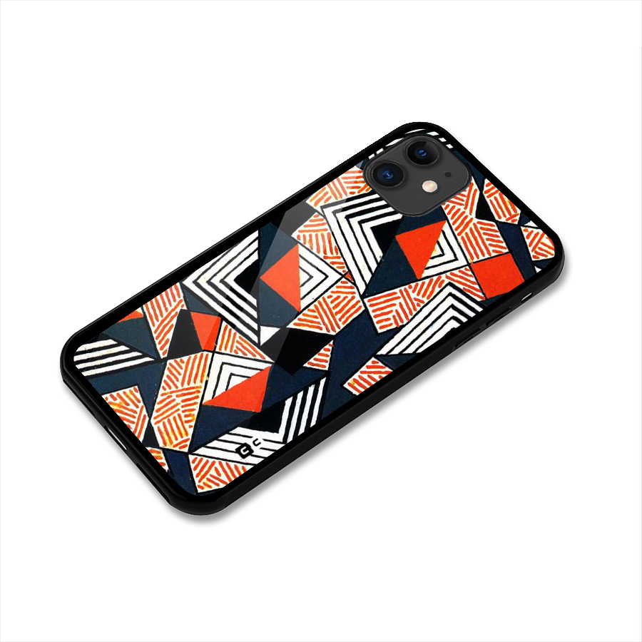 Colored Cuts Pattern Glass Back Case for iPhone 11