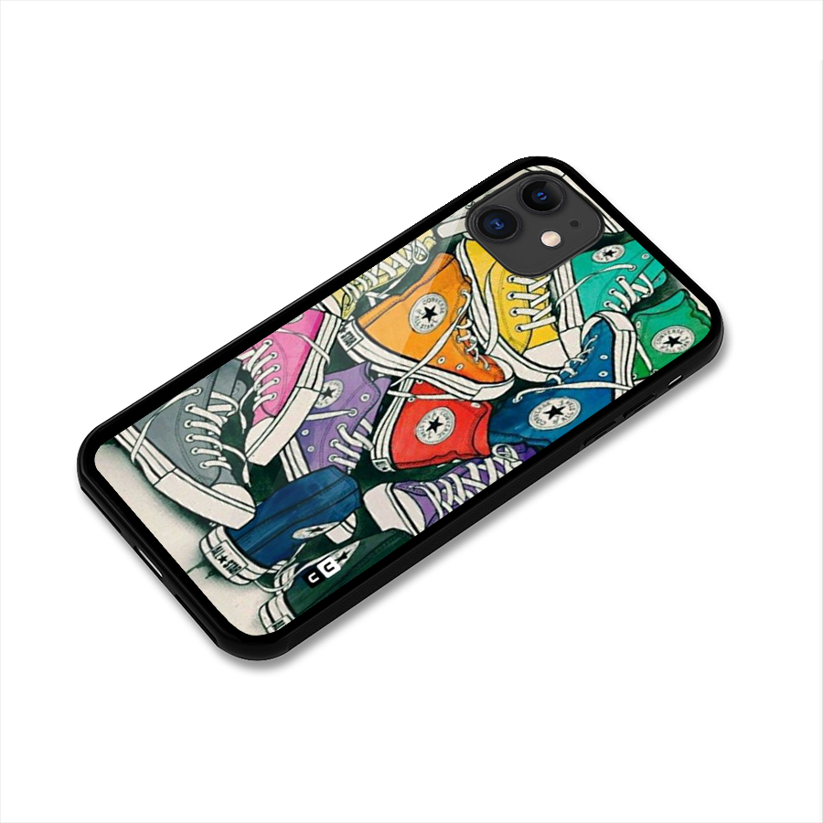 Colorful Shoes Glass Back Case for iPhone 11