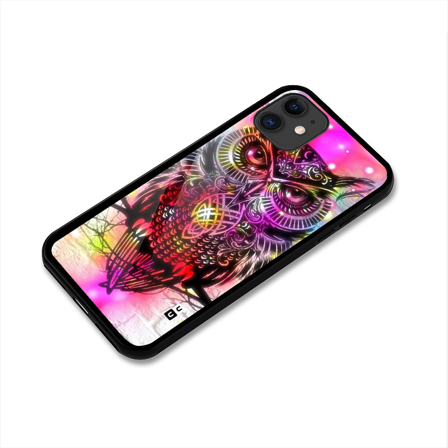 Colourful Owl Glass Back Case for iPhone 11