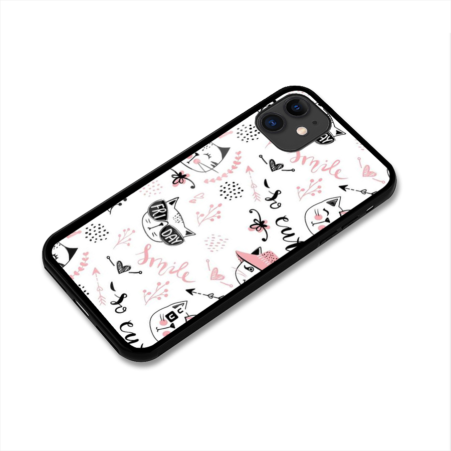 Cute Cat Swag Glass Back Case for iPhone 11