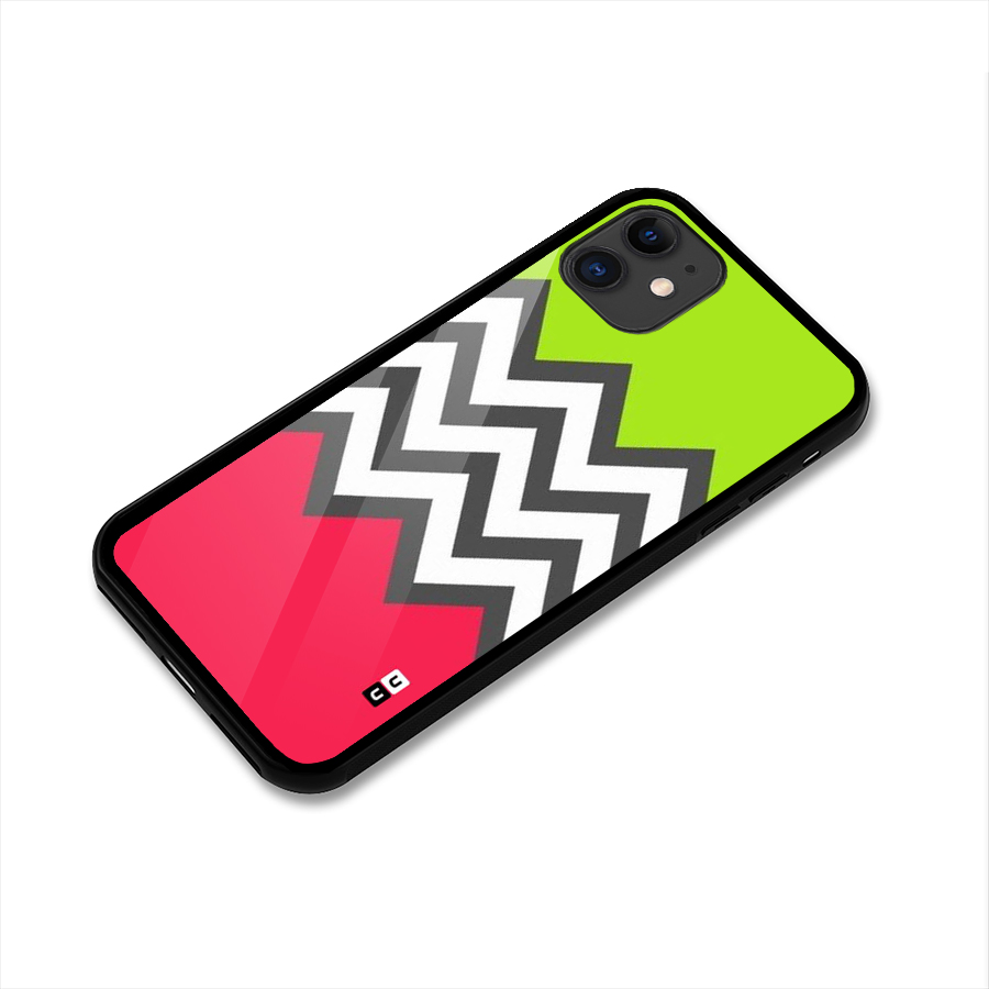 Cute Chevron Glass Back Case for iPhone 11