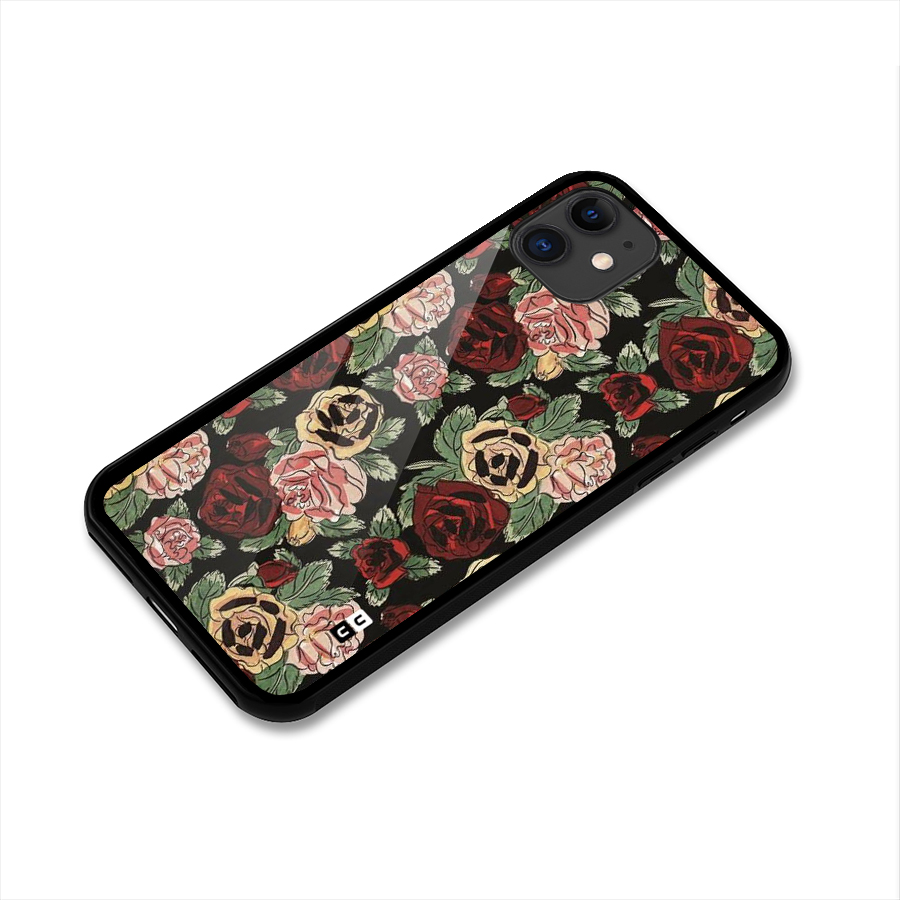 Dark Pastel Flowers Glass Back Case for iPhone 11