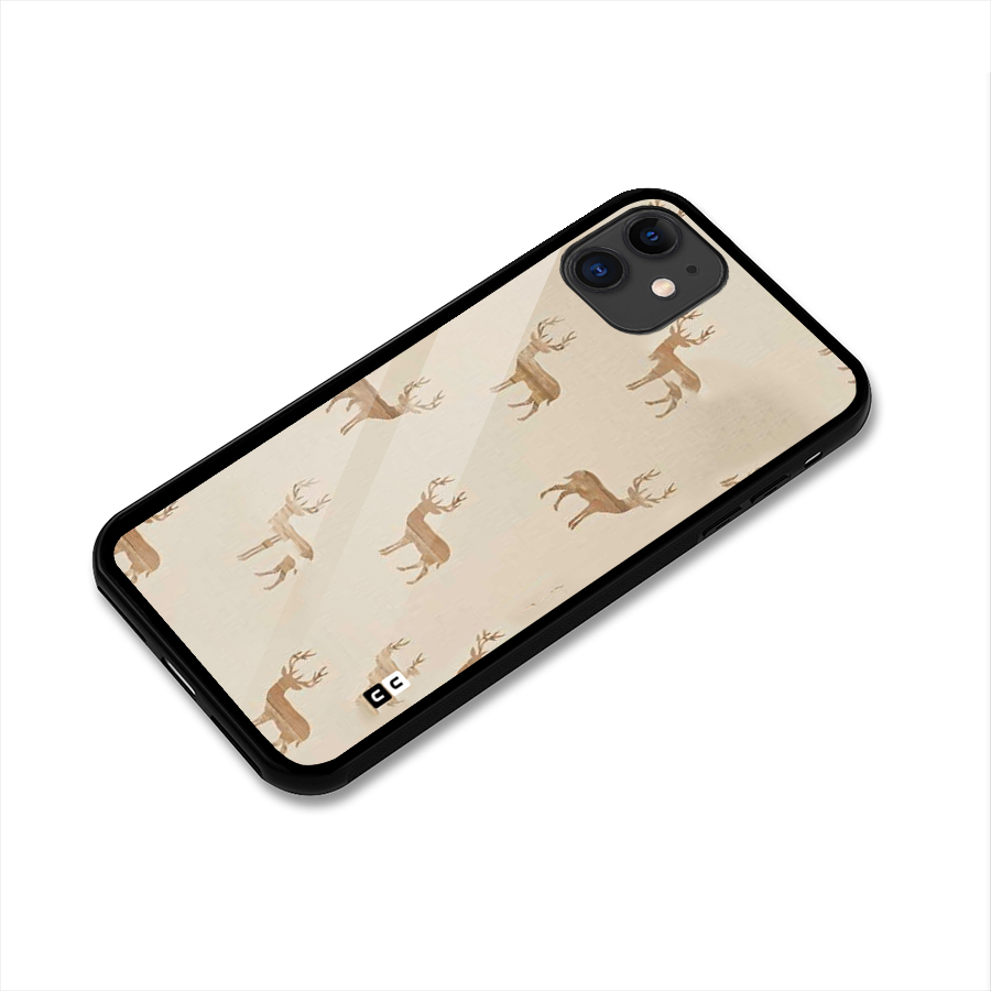 Deer Pattern Glass Back Case for iPhone 11