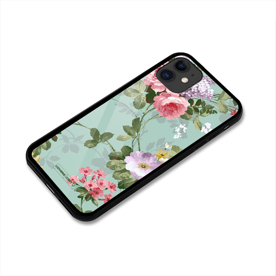 Desinger Floral Glass Back Case for iPhone 11