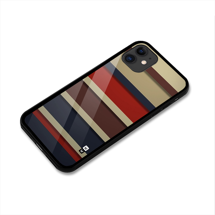 Elegant Stripes Pattern Glass Back Case for iPhone 11