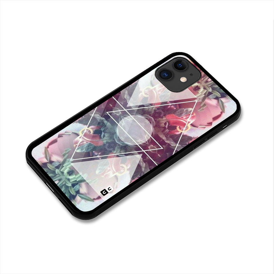 Floral Triangle Glass Back Case for iPhone 11
