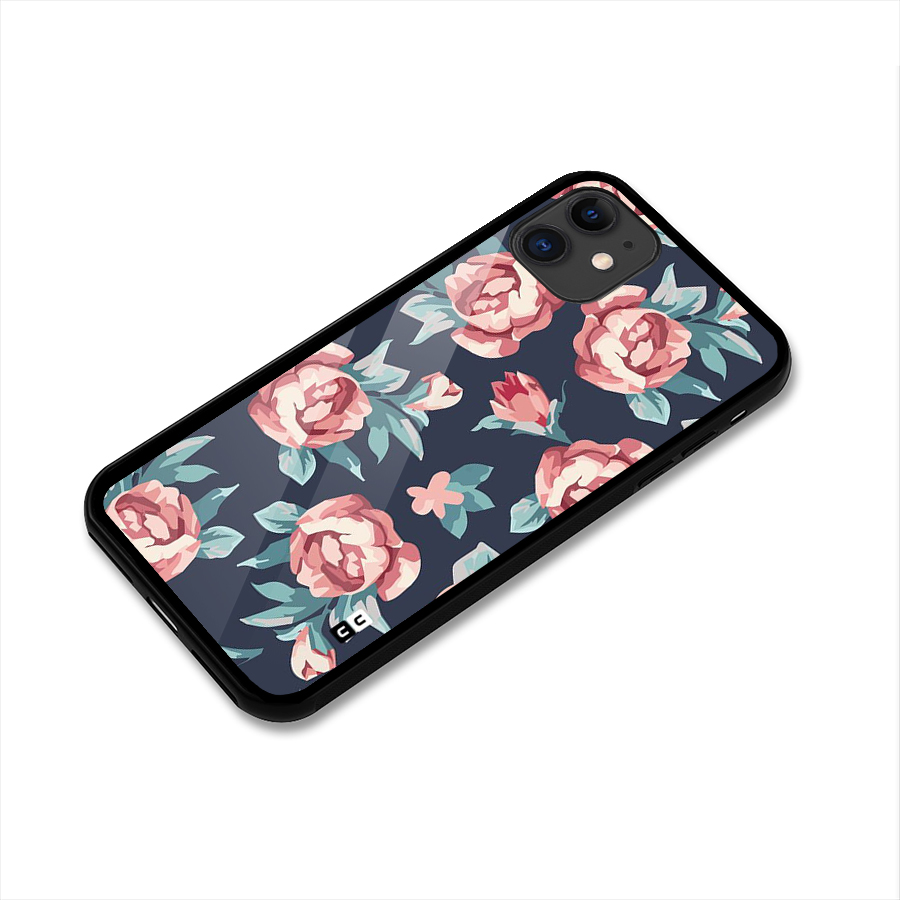 Flowers Painting Glass Back Case for iPhone 11