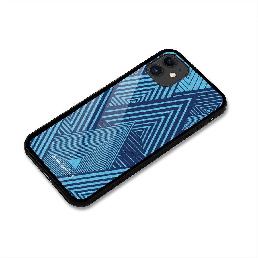Geometric Blue Print Glass Back Case for iPhone 11