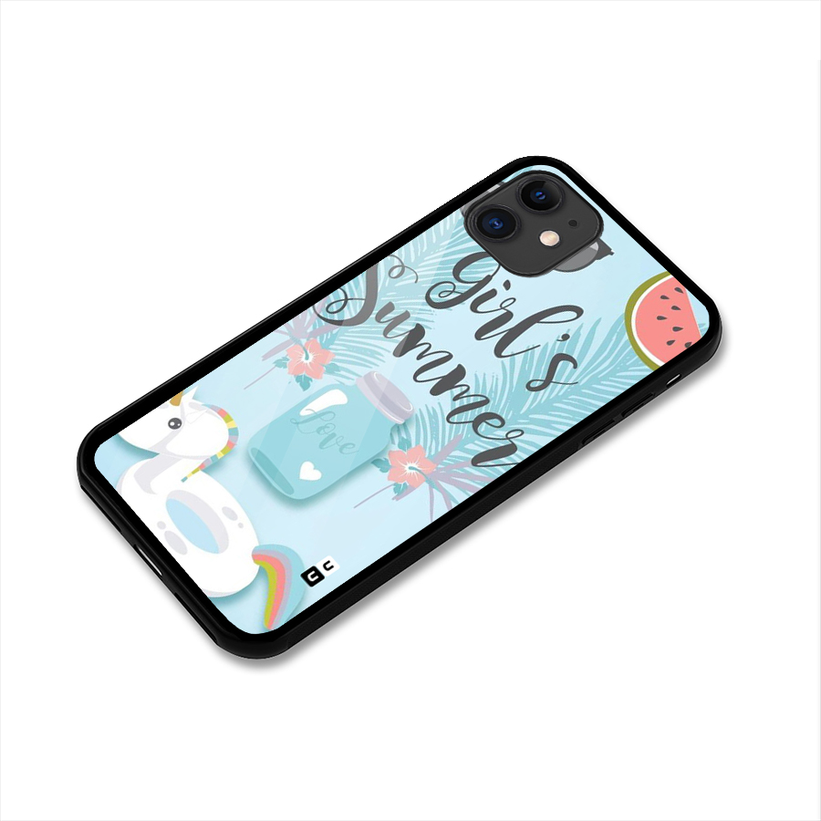 Girls Summer Glass Back Case for iPhone 11