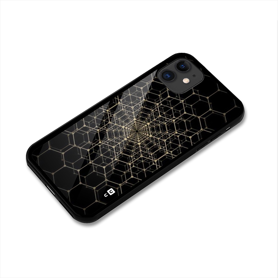 Gold Web Glass Back Case for iPhone 11