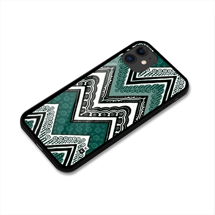 Green Chevron Glass Back Case for iPhone 11