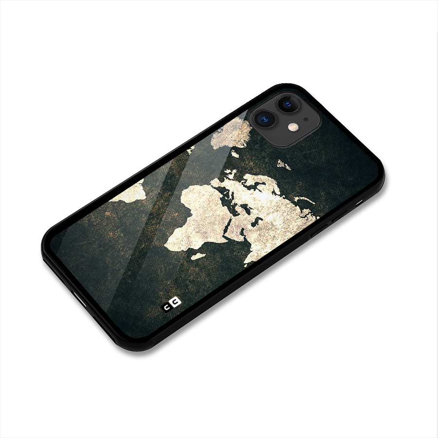 Green Gold Map Design Glass Back Case for iPhone 11