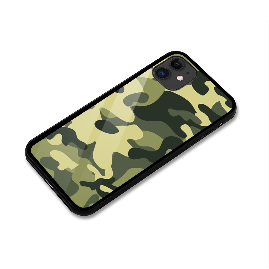 Green Military Pattern Glass Back Case for iPhone 11