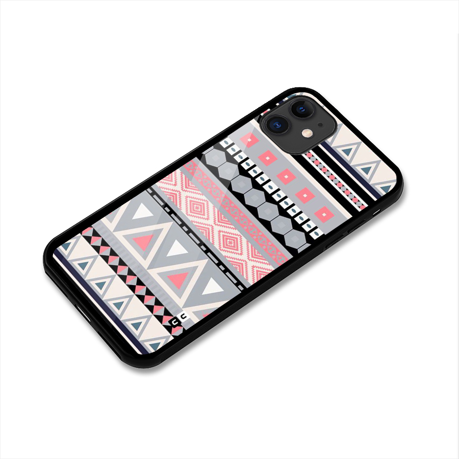 Grey Pink Pattern Glass Back Case for iPhone 11