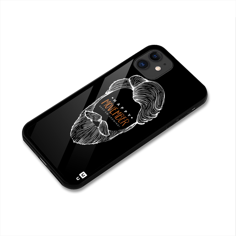 Happy Movember Black Glass Back Case for iPhone 11