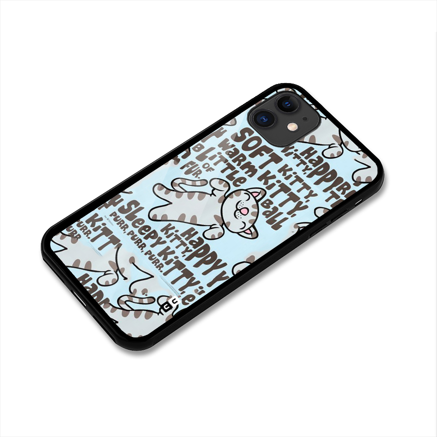Kitty Pattern Glass Back Case for iPhone 11