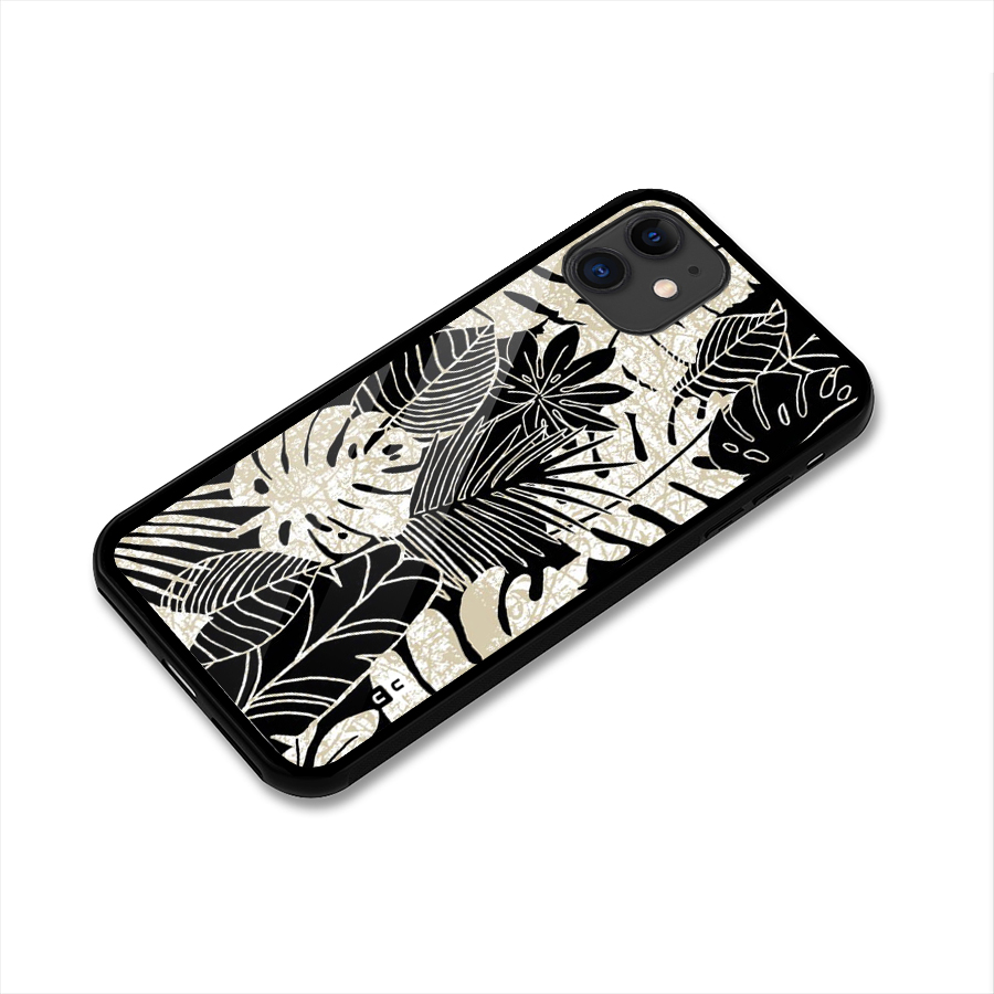 Leaf Pattern Glass Back Case for iPhone 11