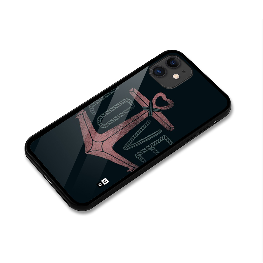 Love Anchor Form Glass Back Case for iPhone 11