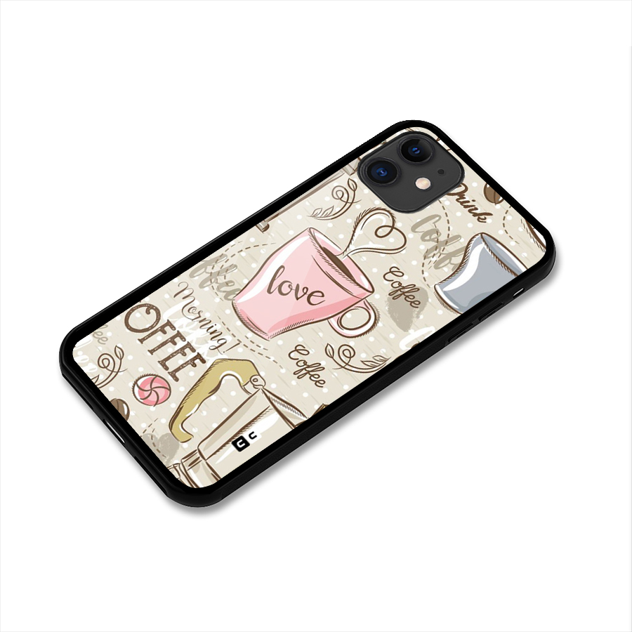 Love Coffee Design Glass Back Case for iPhone 11