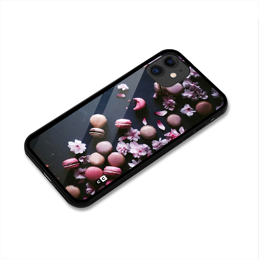 Macaroons And Cheery Blossoms Glass Back Case for iPhone 11