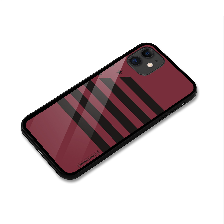 Maroon Star Striped Glass Back Case for iPhone 11