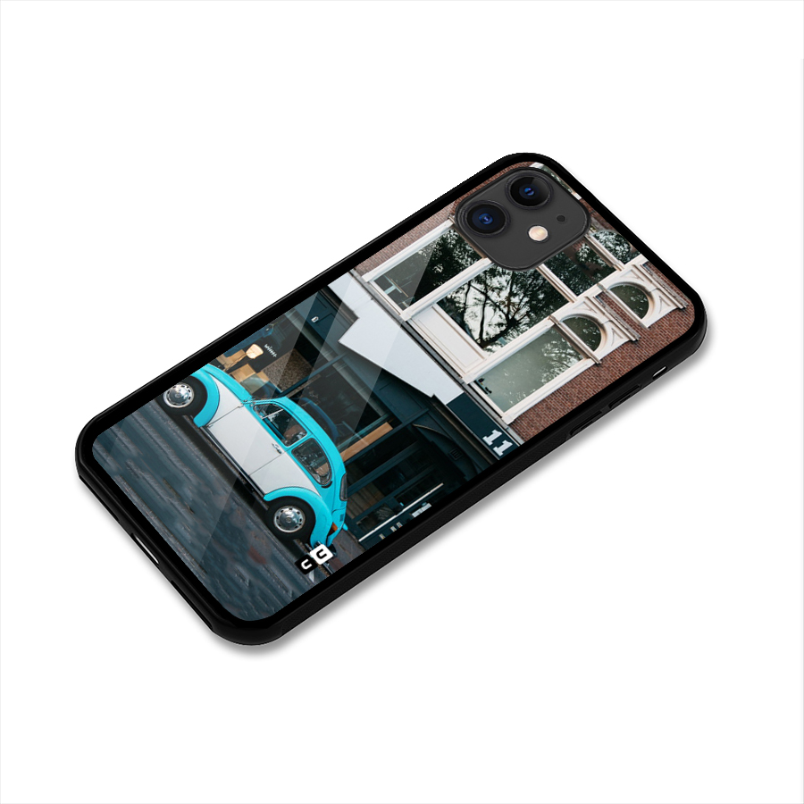 Mini Blue Car Glass Back Case for iPhone 11